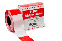 Absperrband 80 mm rot/weiß Gerhardt Logo